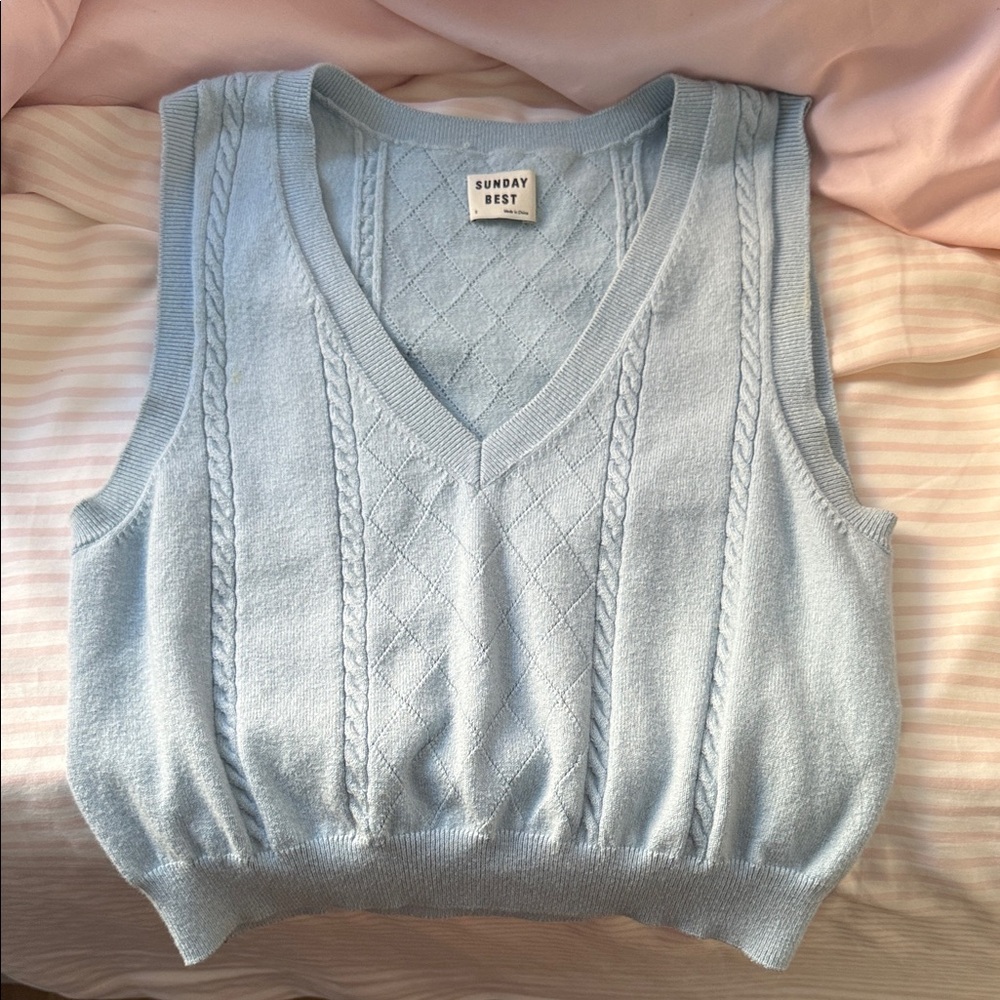 Aritzia Light Blue V-Neck Sweater Vest